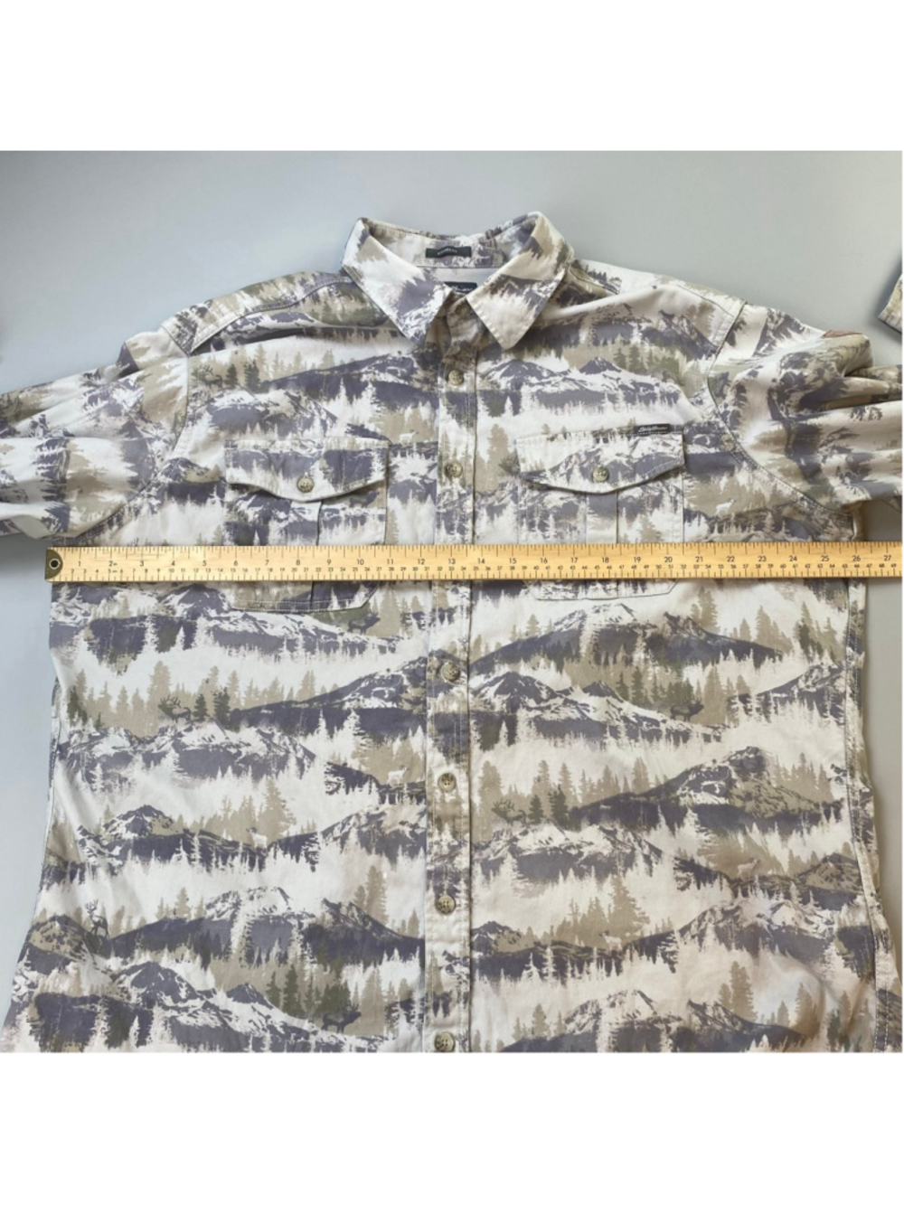 Eddie Bauer Shirt Mens TXL Button Up Allover Print Outdoors Heritage Gorpcore - Picture 5 of 16
